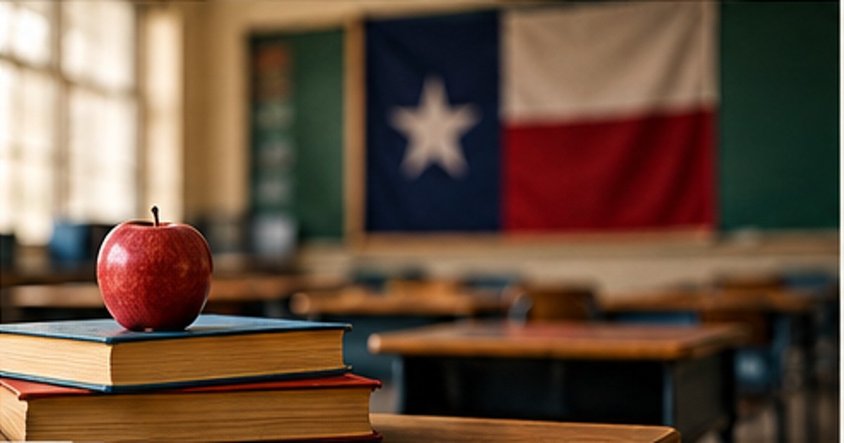 Books and apple in a classroom