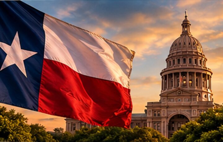 Texas flag near the state Capitol