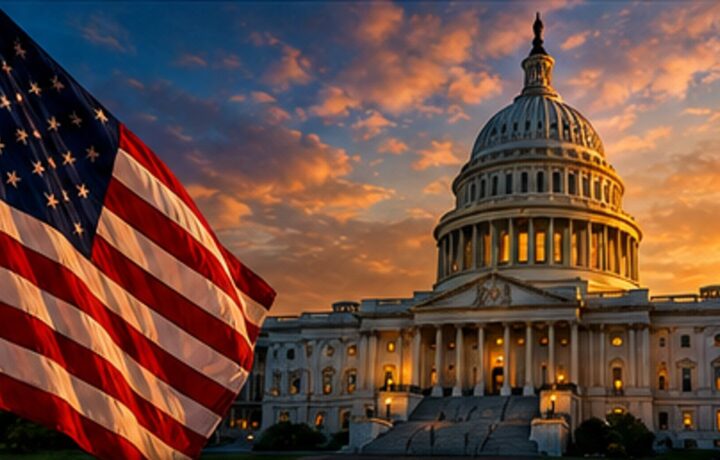 United States flag and Capitol