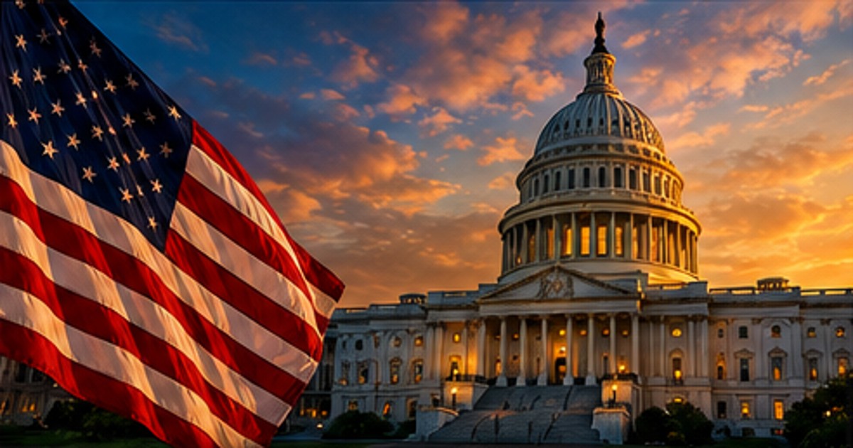 United States flag and Capitol